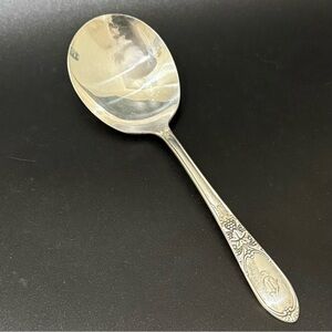 WM Rogers IS Burgundy Champagne Silverplate Buffet Spoon Casserole Serving Spoon